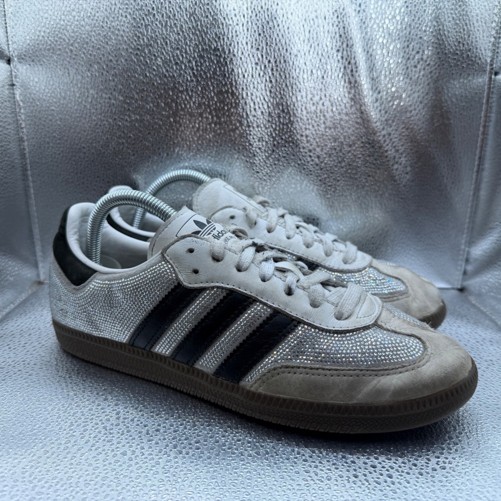 Size 8.5 Adidas Samba OG Sneakers Womens Silver Good Rhinestone Crystal IH9055